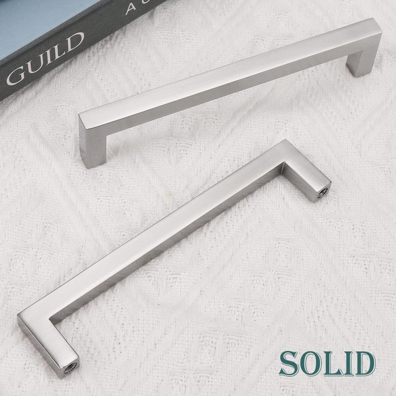 GOBEKOR 30 Pack Solid Cabinet Pulls 5in(128mm) Hole Center Brushed Nickel Kitchen Drawer Pulls, Square Bar Cupboard Handles Kitchen Cabinet Hardware - Image 4